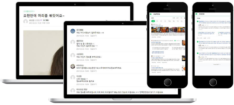 블로그, 카페, 지식iN 예시 이미지